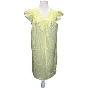 NWT Yellow GLENCRAFT Lingerie Nightgown Medium Embroidered Cotton Blend Eyelet